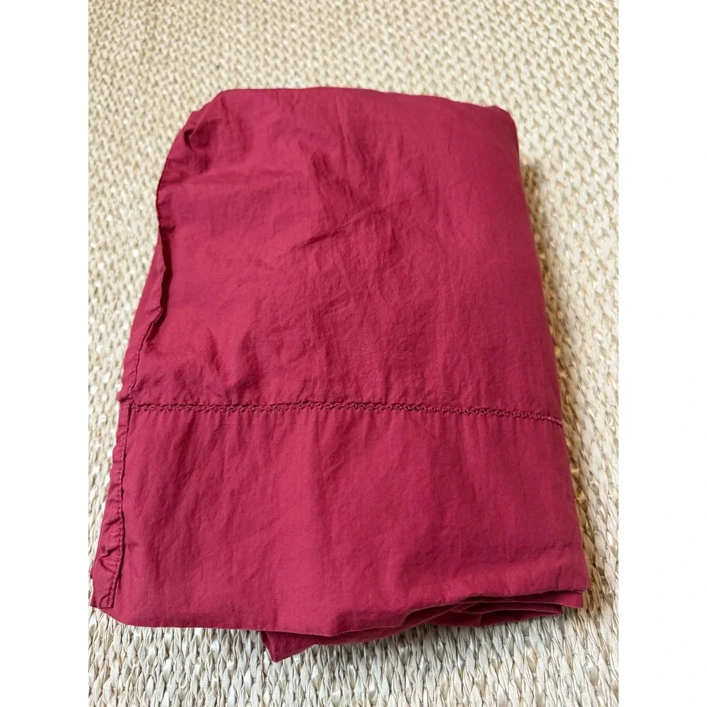 Ralph Lauren Home Twin Flat Sheet Burgundy Red 100% Supima Cotton Hemstitch